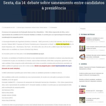 Sexta, dia 14: debate sobre saneamento entre candidatos à presidência – FNU