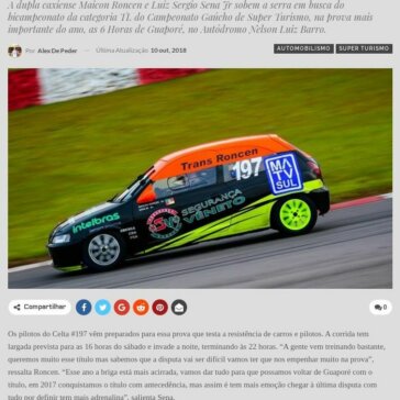 Super Turismo – Roncen/Sena corre asa 6 Horas de Guaporé em busca do bicampeonato na categoria TL – Velocidade no Sangue