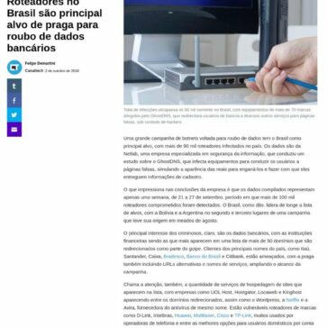 Roteadores no Brasil são principal alvo de praga para roubo de dados bancários – Yahoo! Finanças