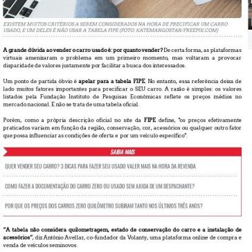 COMO VENDER UM CARRO USADO POR VALOR ACIMA DA TABELA FIPE – Revista AutoEsporte (On-line)