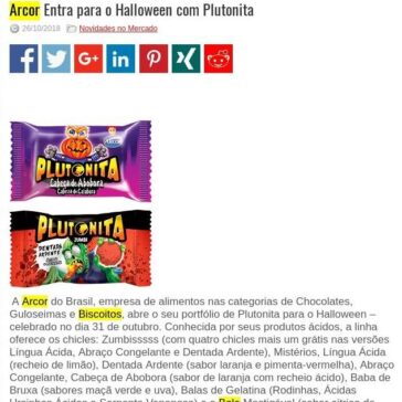 Arcor Entra para o Halloween com Plutonita – Rede Press