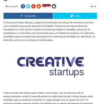 Samsung Creative Startups anuncia incubadoras pré-selecionadas para operar as atividades da 4ª Rodada do programa – Blog do Armindo