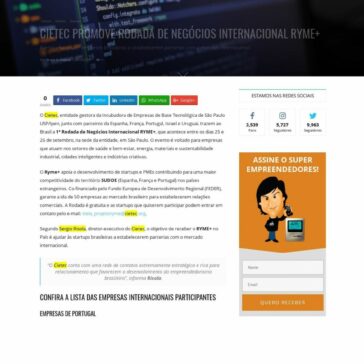 Cietec Promove Rodada de Negócios Internacional Ryme+ – Super Empreendedores