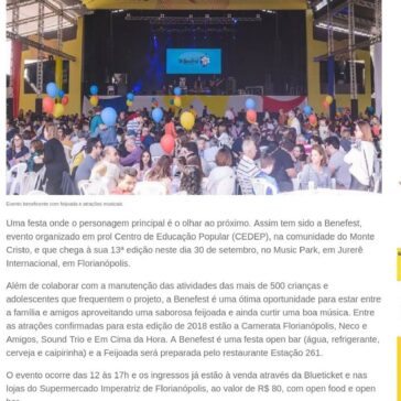 Dia de fazer o bem: BENEFEST 2018 será neste domingo (30) – Informe Online/SC