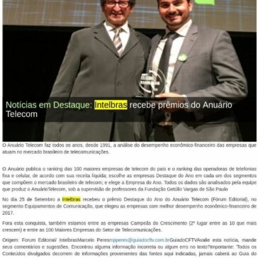 Intelbras recebe prêmios do Anuário Telecom – Guia do CFTV