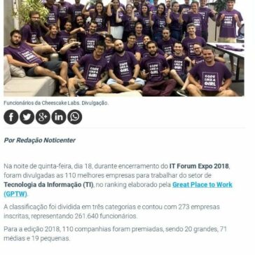 Noticenter – Empresas de TI de SC entram no ranking das melhores para trabalhar – Noticenter