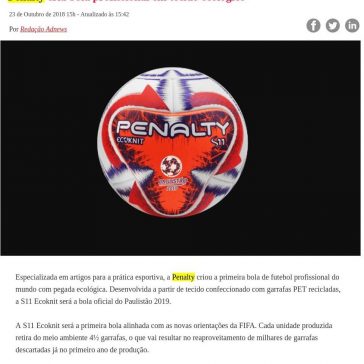 Penalty cria bola profissional em tecido ecológico – Adnews