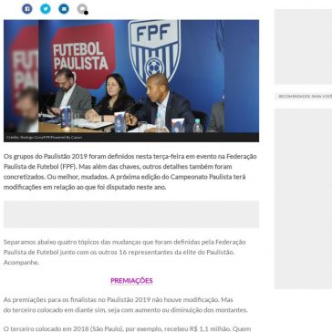 Saiba quais são as mudanças da temporada 2018 para o Paulistão 2019 – Torcedores.com