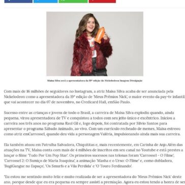 Maisa Silva será apresentadora da 19ª edição de ‘Meus Prêmios Nick’. – Gps Tv Br