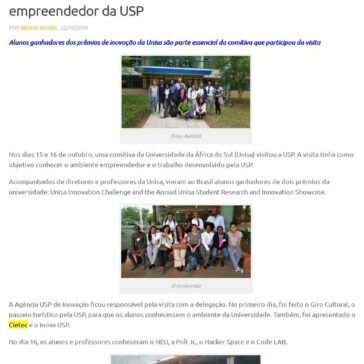 Comitiva da Universidade da África do Sul visita ambiente empreendedor da USP – Agência USP de Inovação