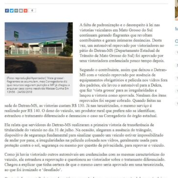 Contribuinte denuncia Dekra por aprovar, uma hora depois, veículo reprovado no Detran-MS – Dahora News