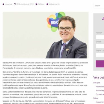 LIDE SC recebe Ministro do Turismo, Vinicius Lummertz, em evento na Fiesc – ESTRUTURA de Comunicação e Assessoria de Imprensa