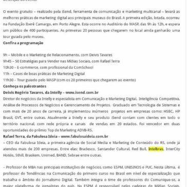 EVENTO GRATUITO: A Arte do Marketing Digital no MASP – Parceria SIAMFESP x iSend – Siamfesp