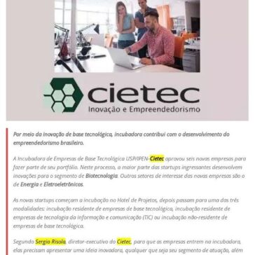Cietec recebe seis novas startups com soluções para o setor de Biotecnologia e Eletroeletrônicos – MTI Tecnologia