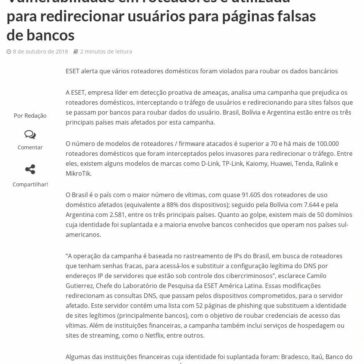 Vulnerabilidade em roteadores é utilizada para redirecionar usuários para páginas falsas de bancos – InforChannel