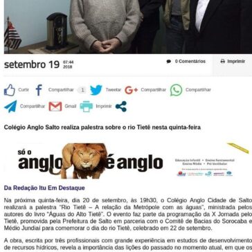 Colégio Anglo Salto realiza palestra sobre o rio Tietê nesta quinta-feira – Itu Em Destaque