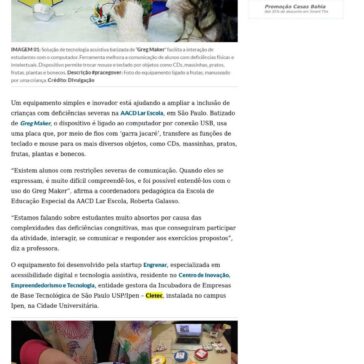 Equipamento amplia inclusão escolar de crianças com deficiências severas – O Estado de S. Paulo (Online)