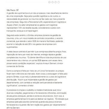 ACORDO COMERCIAL REDUZ EM ATÉ 20% OS GASTOS COM SUPRIMENTOS NO SETOR B2B – Estadão