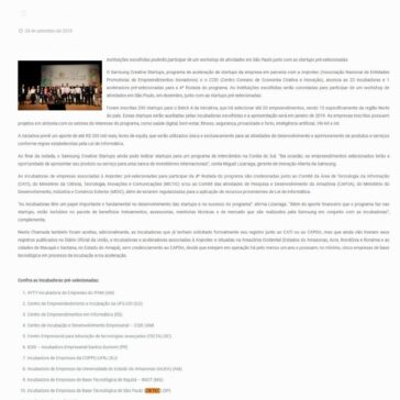 Samsung Creative Startups anuncia incubadoras pré-selecionadas para operar as atividades da 4ª Rodada do programa – Anprotec