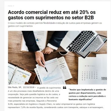 Acordo comercial reduz em até 20% os gastos com suprimentos no setor B2B – Dicas BH