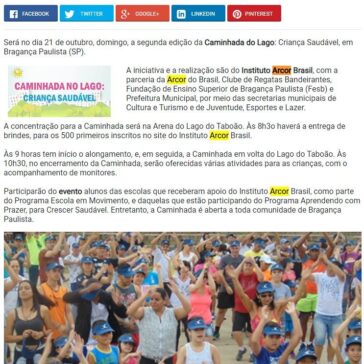 Bragança Paulista terá a “Caminhada do Lago” – Promoview