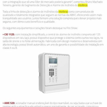 Intelbras apresenta solução completa para Detecção de Incêndio na Fire Show 2018 – Revista Segurança Eletrônica