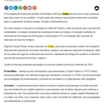 Cietec recebe seis novas startups dos setores de Biotecnologia e Eletroeletrônicos – Revista Pesquisa Fapesp