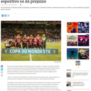 Para Penalty, fornecimento de material esportivo só dá prejuízo – Destak (On-line)