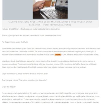 Malware GhostDNS em roteadores pode roubar dados bancários de usuários – Diário do Cariri