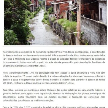 Haddad defende retomar papel do Ministério das Cidades no saneamento – Saemac