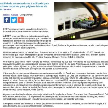 Vulnerabilidade em roteadores é utilizada para redirecionar usuários para páginas falsas de bancos – JorNow