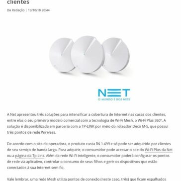 Net passa a oferecer solução de Wi-Fi Mesh para seus clientes – Mobile Time
