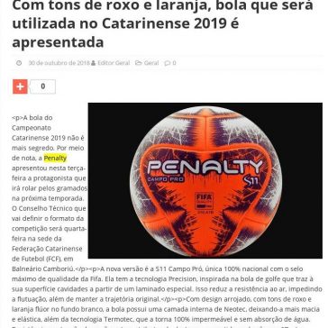 Com tons de roxo e laranja, bola que será utilizada no Catarinense 2019 é apresentada – Jornal Floripa
