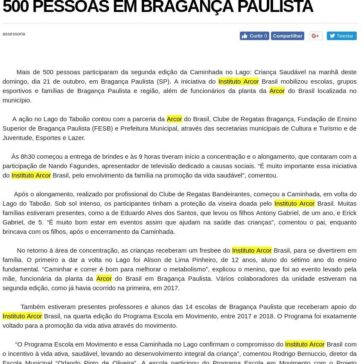 CAMINHADA NO LAGO MOBILIZOU MAIS DE 500 PESSOAS EM BRAGANÇA PAULISTA – Tudo do MS
