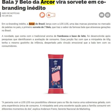 Bala 7 Belo da Arcor vira sorvete em co-branding inédito – MilkPoint