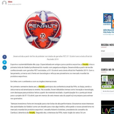 Pioneirismo no futebol: Penalty cria bola profissional em tecido ecológico – Revista Live Marketing