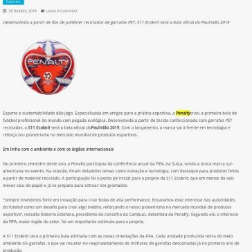 Pioneirismo no futebol: Penalty cria bola profissional em tecido ecológico – Agito SP
