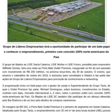 LIDE Santa Catarina realiza Day Out no Porto Belo Outlet Premium – Agito Social By Franciele Rodrigues