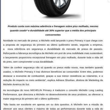 Mercado: MicheIin lança pneu Primacy 4 – Super Top Motor