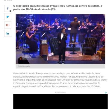 VÍDEO: Espetáculo “Marley In Camerata” será apresentado no aniversário de Criciúma – Sul in Foco