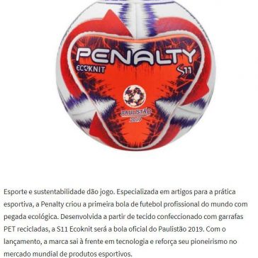 Penalty cria bola profissional em tecido ecológico – O Democrata