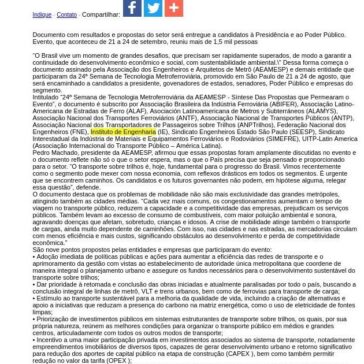 Entidades e empresas participantes da 24ª Semana de Tecnologia Metroferroviária assinam carta-proposta sobre mobilidade e transporte – JorNow