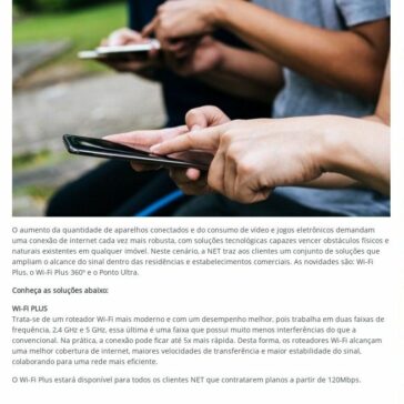 NET lança soluções que potencializam a cobertura da internet – Portal MakingOf