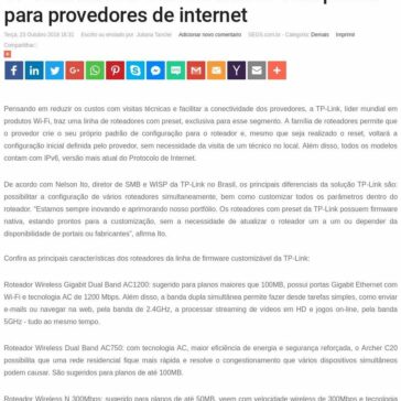 TP-Link investe em roteadores com preset para provedores de internet – SEGS