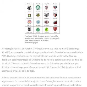 Federação Paulista fez o sorteio dos grupos da primeira fase do Campeonato Paulista 2019 – Um blog voltado a Cultura & Futebol