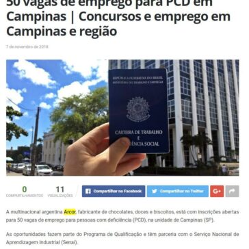 Multinacional argentina Arcor oferece 50 vagas de emprego para PCD em Campinas – Minha Campinas