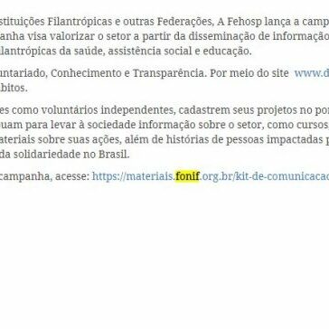 PARTICIPE DA CAMPANHA DIA NACIONAL DA FILANTROPIA – Fehosp