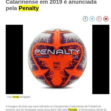 Bola oficial do Campeonato Catarinense em 2019 é anunciada pela Penalty – CBN Diário