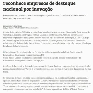 Prêmio Líderes de Santa Catarina reconhece empresas de destaque nacional por inovação -Nd Online