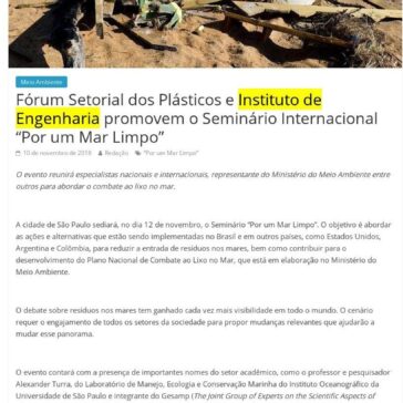 Fórum Setorial dos Plásticos e Instituto de Engenharia promovem o Seminário Internacional “Por um Mar Limpo” – Jornal Joseense News